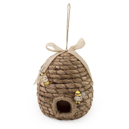 Beehive Birdhouse Hanging Ornament - 8.5" Diameter Unique Garden Decor, Outdoor Hanging Ornament for Bird Lovers & Home Sweet Home - Nifty Decor & More