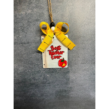 Best Teacher Ever Ornament Wood Pencil Christmas Ornament and Teacher Appreciation Gift - Nifty Decor & More