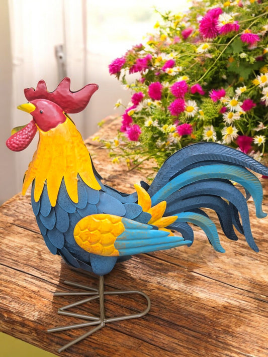 Big T Rooster Metal Rooster Decor | Farmhouse Outdoor Accents for Garden & Patio - Nifty Decor & More