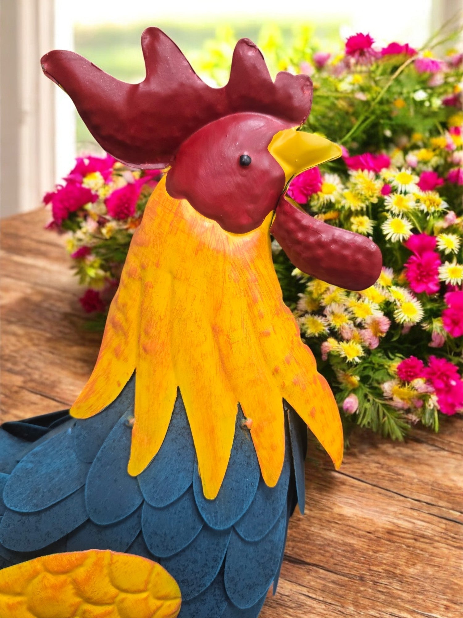 Big T Rooster Metal Rooster Decor | Farmhouse Outdoor Accents for Garden & Patio - Nifty Decor & More