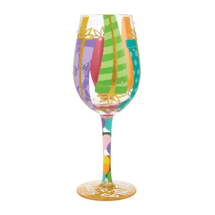 Birthday Bounty Hand Painted Wine Glass - Nifty Decor & More