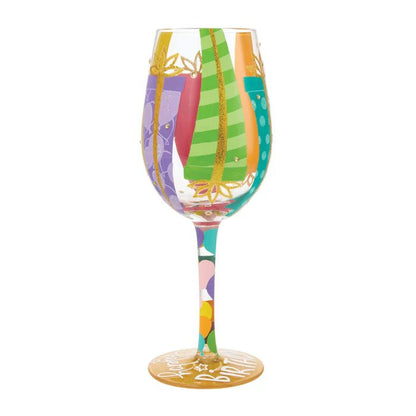 Birthday Bounty Hand Painted Wine Glass - Nifty Decor & More