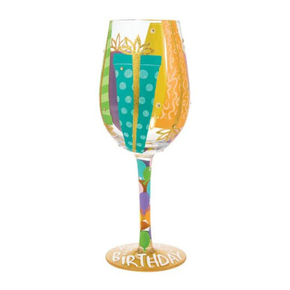 Birthday Bounty Hand Painted Wine Glass - Nifty Decor & More