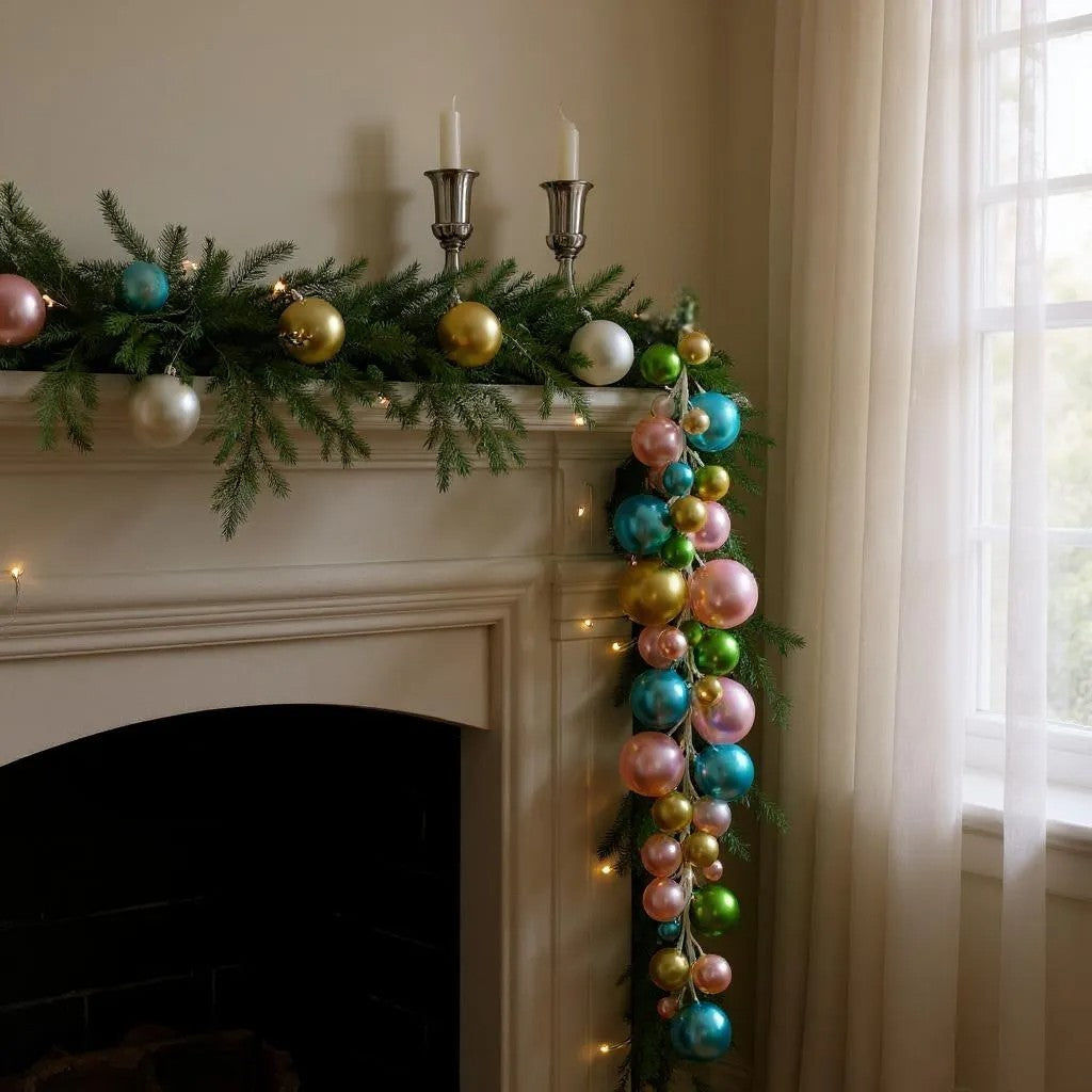 4' Pastel Pearl Ball Garland, Colorful Party Decor, Soft Pastel Spring Decor, Wedding & Baby Shower Accents, Home Decoration Supplies