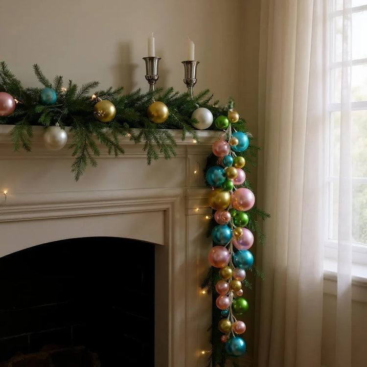 4' Pastel Pearl Ball Garland, Colorful Party Decor, Soft Pastel Spring Decor, Wedding & Baby Shower Accents, Home Decoration Supplies