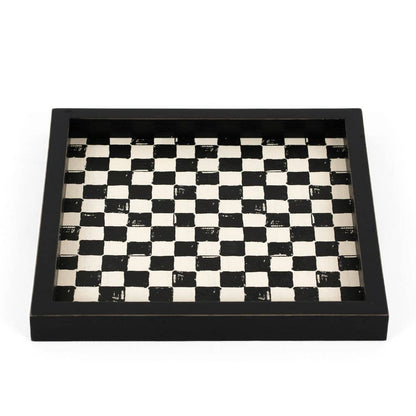 Black and White Checkered Wooden Tray, Stylish Kitchen Accessory for Serving & Display, Fabulous Gift Idea for Home Lovers - Nifty Decor & More