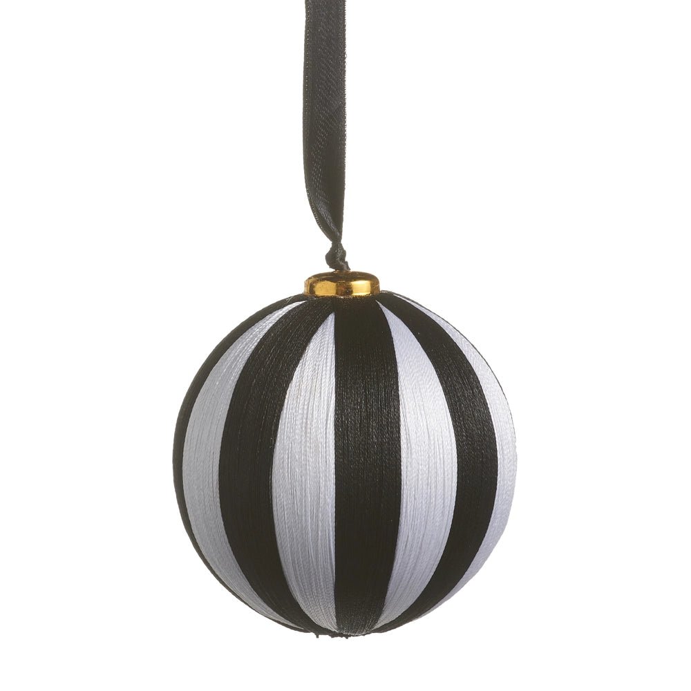 Black and White Striped Yarn Ball 5" Ornament by Raz Imports - Nifty Decor & More