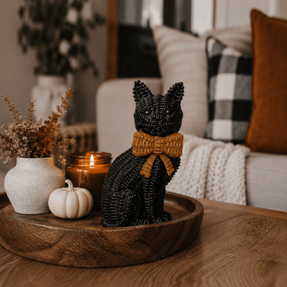 Black Cat Spooky Shelf Accent Cute Farmhouse Halloween Decor - Nifty Decor & More