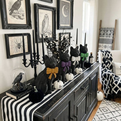Black Cat Spooky Shelf Accent Cute Farmhouse Halloween Decor - Nifty Decor & More