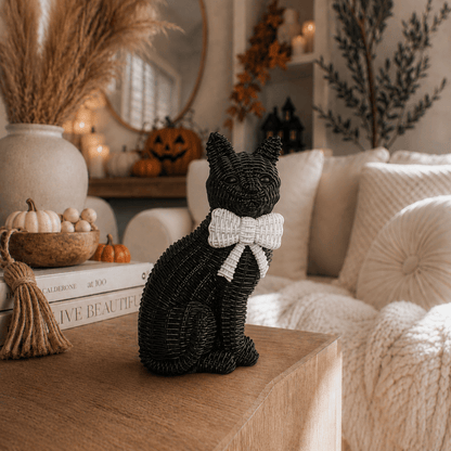 Black Cat Spooky Shelf Accent Cute Farmhouse Halloween Decor - Nifty Decor & More