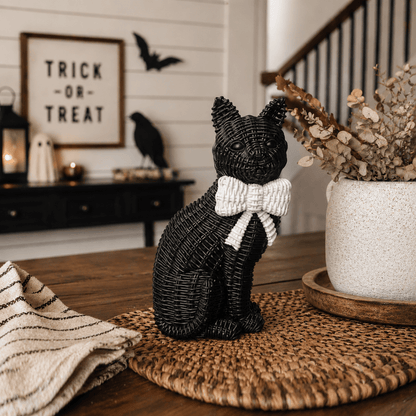 Black Cat Spooky Shelf Accent Cute Farmhouse Halloween Decor - Nifty Decor & More