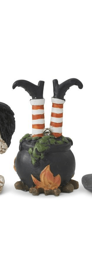 Black Halloween Ornaments (Witch Hat Skeleton Cauldron) - Nifty Decor & More