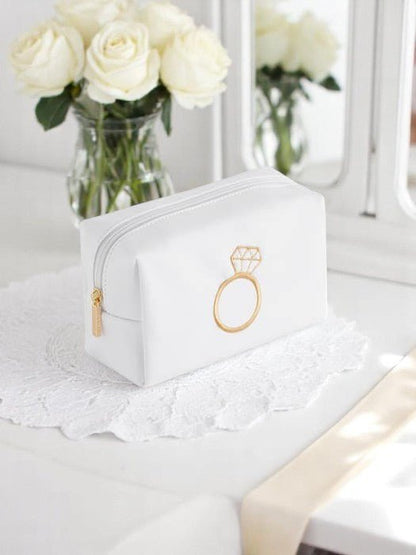 Bling Ring Small Zip Pouch, Dazzling Wedding Zip Bag for Bridal Party, Stylish Gift Idea - Nifty Decor & More