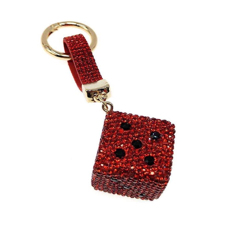 Bling Studded Cube Dice Bag Charm Keychain - Nifty Decor & More