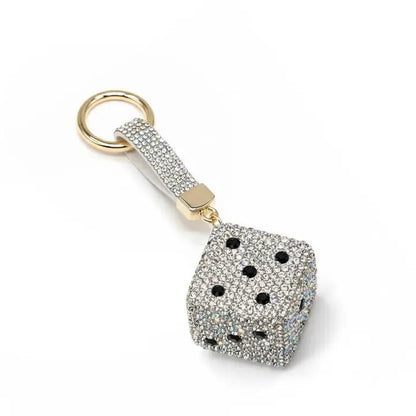 Bling Studded Cube Dice Bag Charm Keychain - Nifty Decor & More