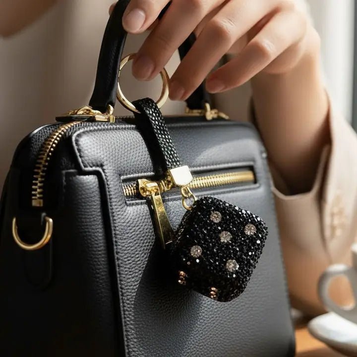 Bling Studded Cube Dice Bag Charm Keychain - Nifty Decor & More