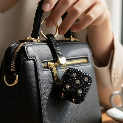 Bling Studded Cube Dice Bag Charm Keychain - Nifty Decor & More