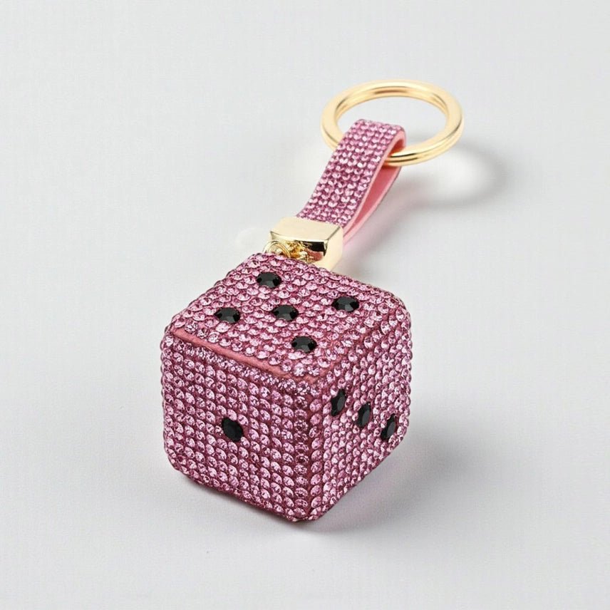 Bling Studded Cube Dice Bag Charm Keychain - Nifty Decor & More