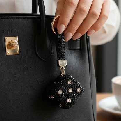 Bling Studded Cube Dice Bag Charm Keychain - Nifty Decor & More