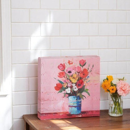 Blooms in Vase Wall Art, Charming 6" Floral Decor for Home, Perfect Gift for Plant Lovers Floral Wall Art