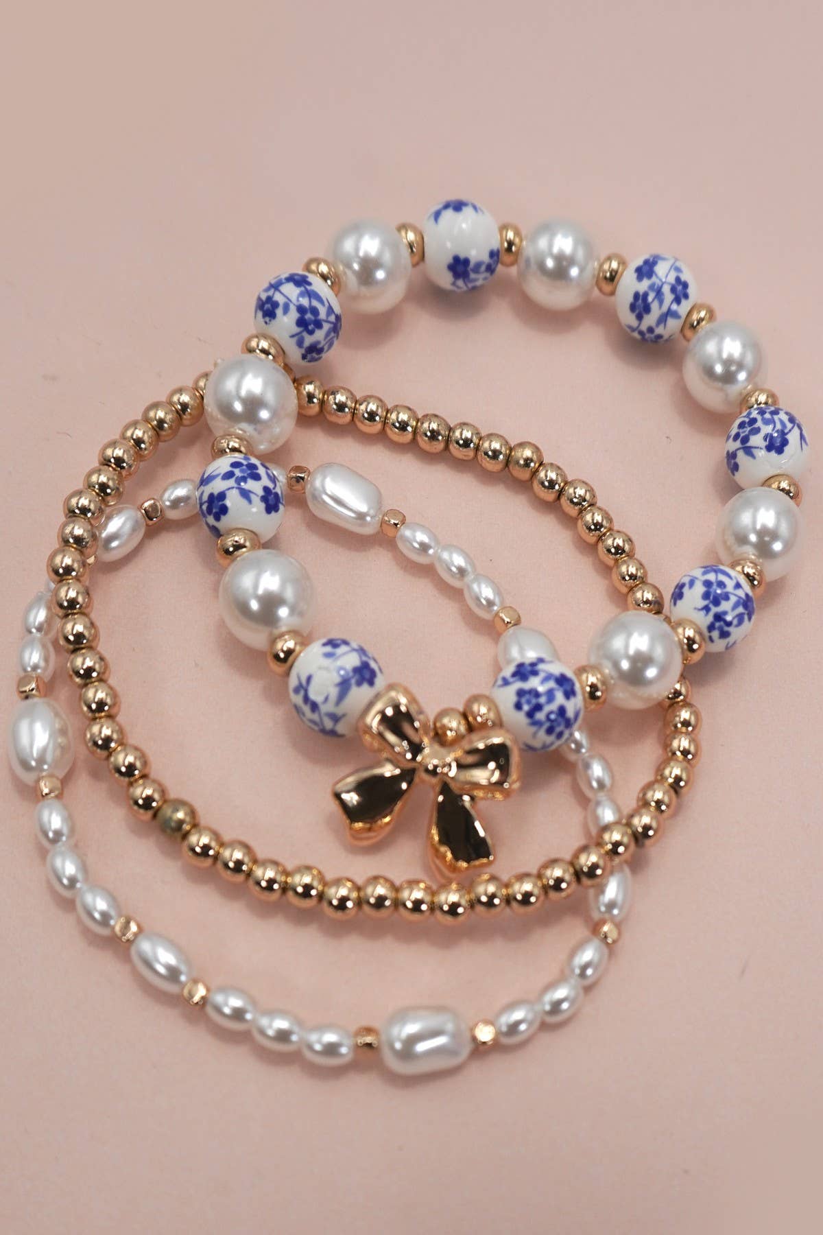 Blue Ceramic Porcelain Bow Multi Layer Bracelet - Nifty Decor & More