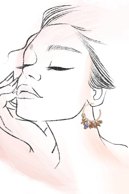 Blue Ceramic Porcelain Multi Charm Hoop Earrings, Lightweight Artistic Hoop for Stylish Looks, Ideal Gift for Her Birthday or Holidays - Nifty Decor & More