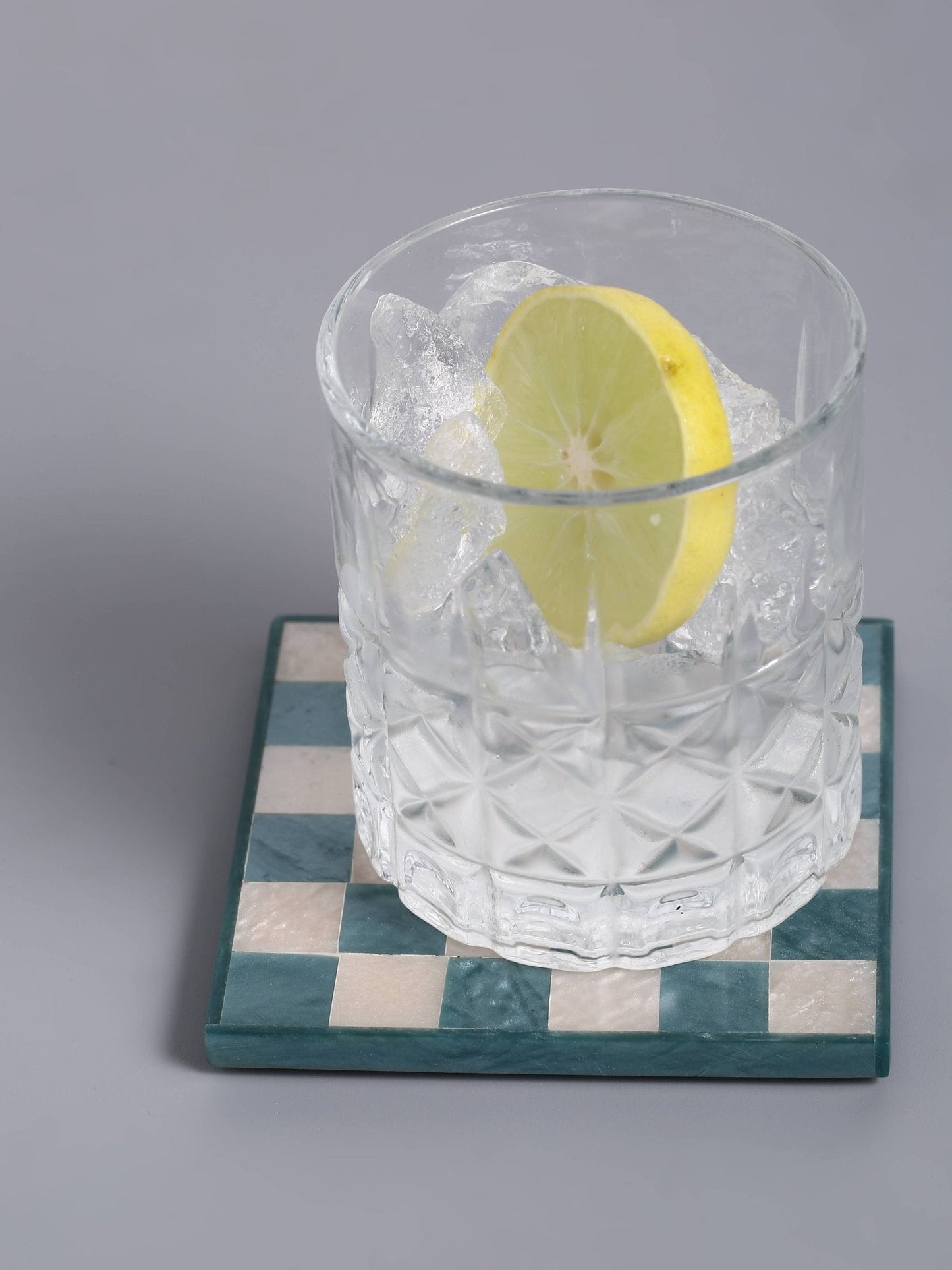 Blue Check Resin Coaster Set of 4 - Nifty Decor & More