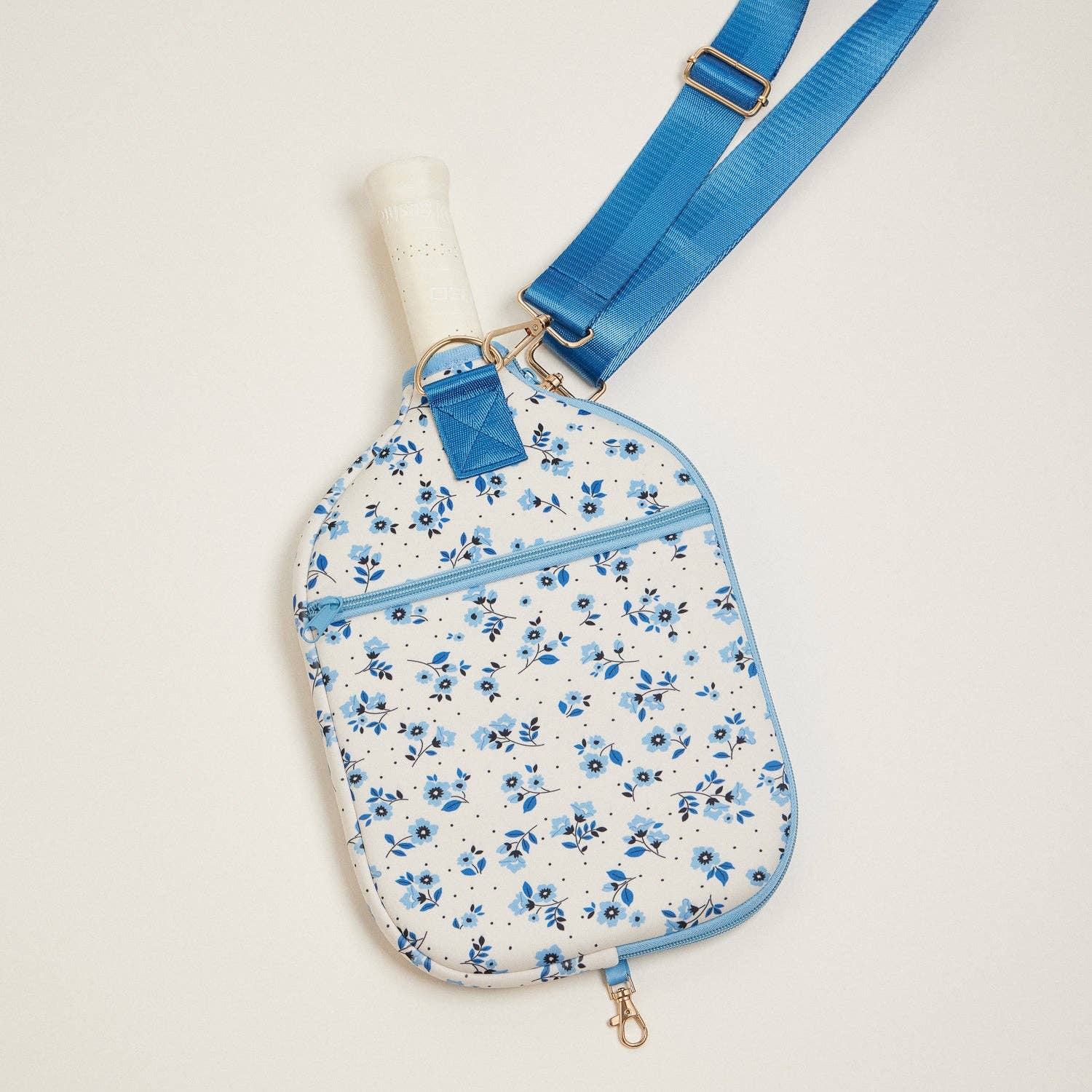 Blue - Floral - Neoprene - Pickleball - Paddle - Bag - Nifty Decor & More