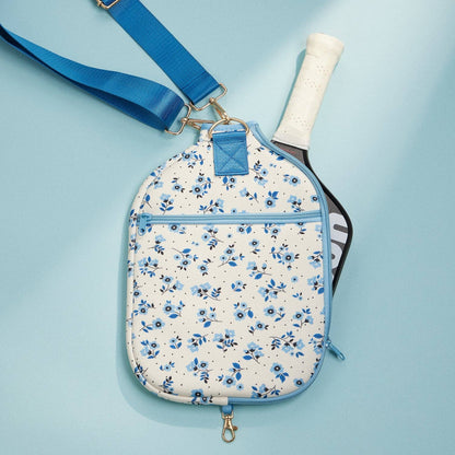 Blue - Floral - Neoprene - Pickleball - Paddle - Bag - Nifty Decor & More