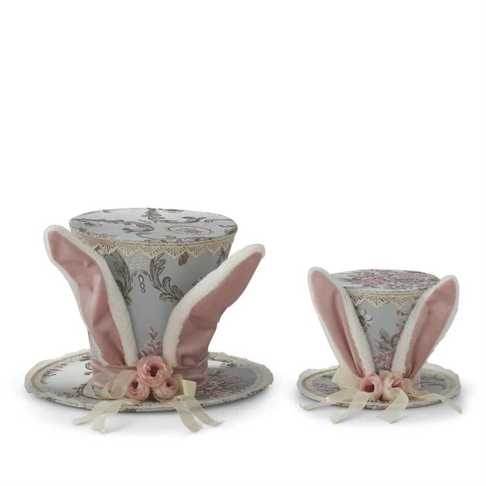 Blue Floral Patterned Top Hat with Bunny Ears - Set of 2 - Nifty Decor & More