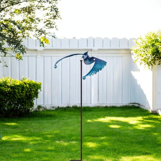 Blue Jay Bird Balance Drifter, whimsical nature - themed outdoor ornament, unique gift for Mother’s Day - Nifty Decor & More