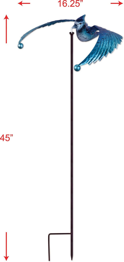 Blue Jay Bird Balance Drifter, whimsical nature-themed outdoor ornament, unique gift for Mother’s Day