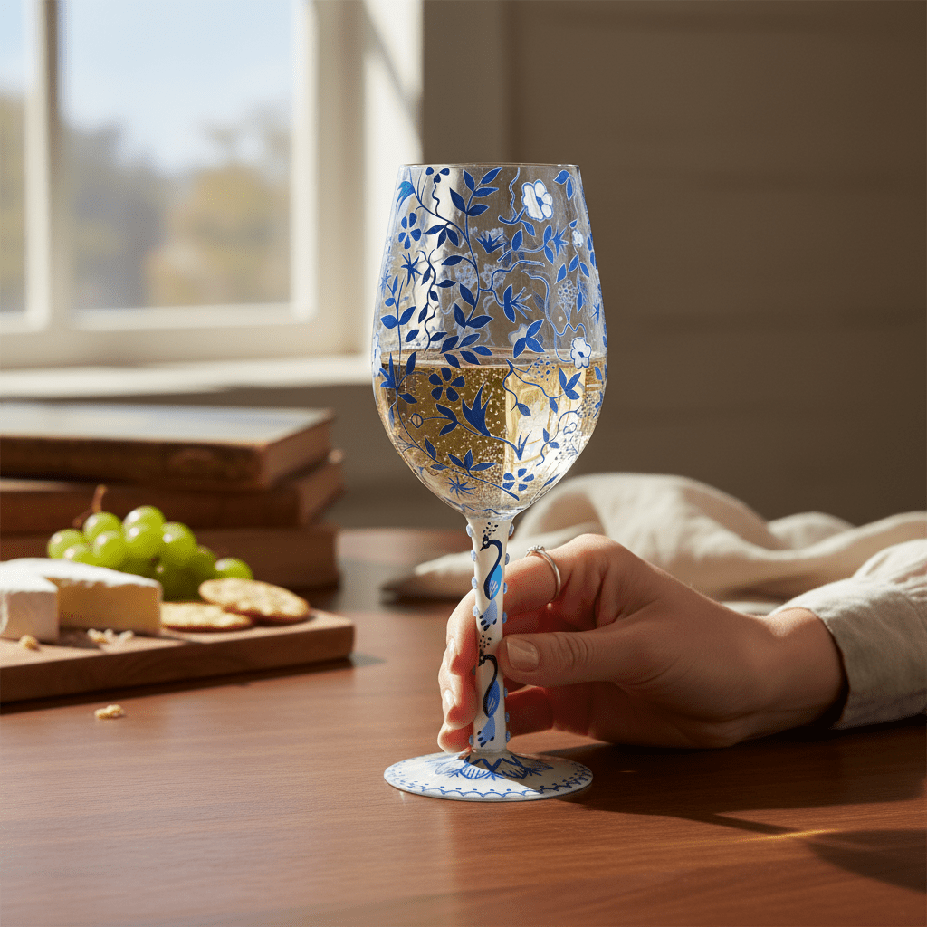 Blue Menagerie Wine Glass - Nifty Decor & More