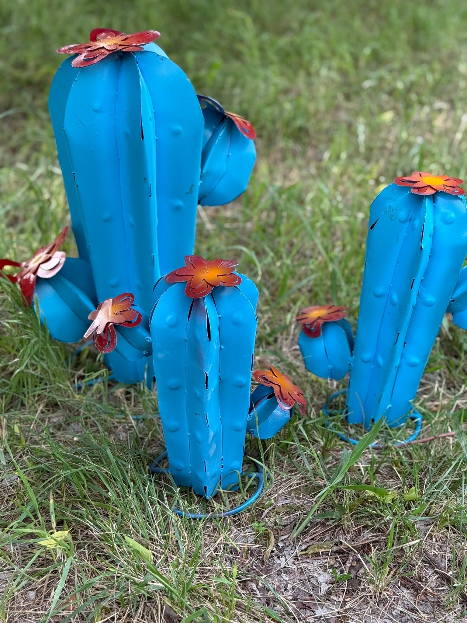 Blue Sahuaro Metal Cactus - Nifty Decor & More