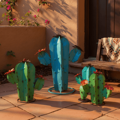 Blue Sahuaro Metal Cactus - Nifty Decor & More