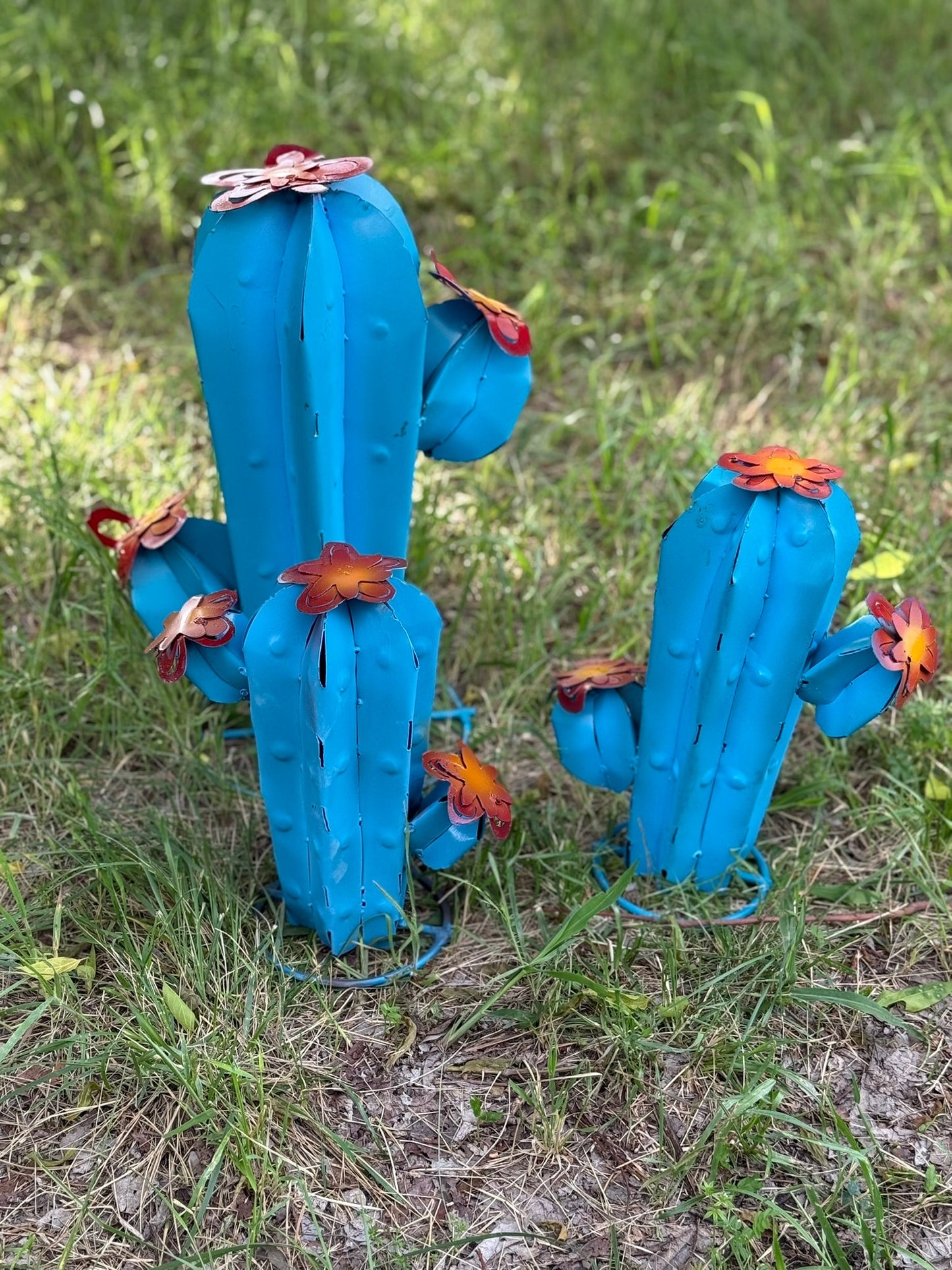 Blue Sahuaro Metal Cactus - Nifty Decor & More