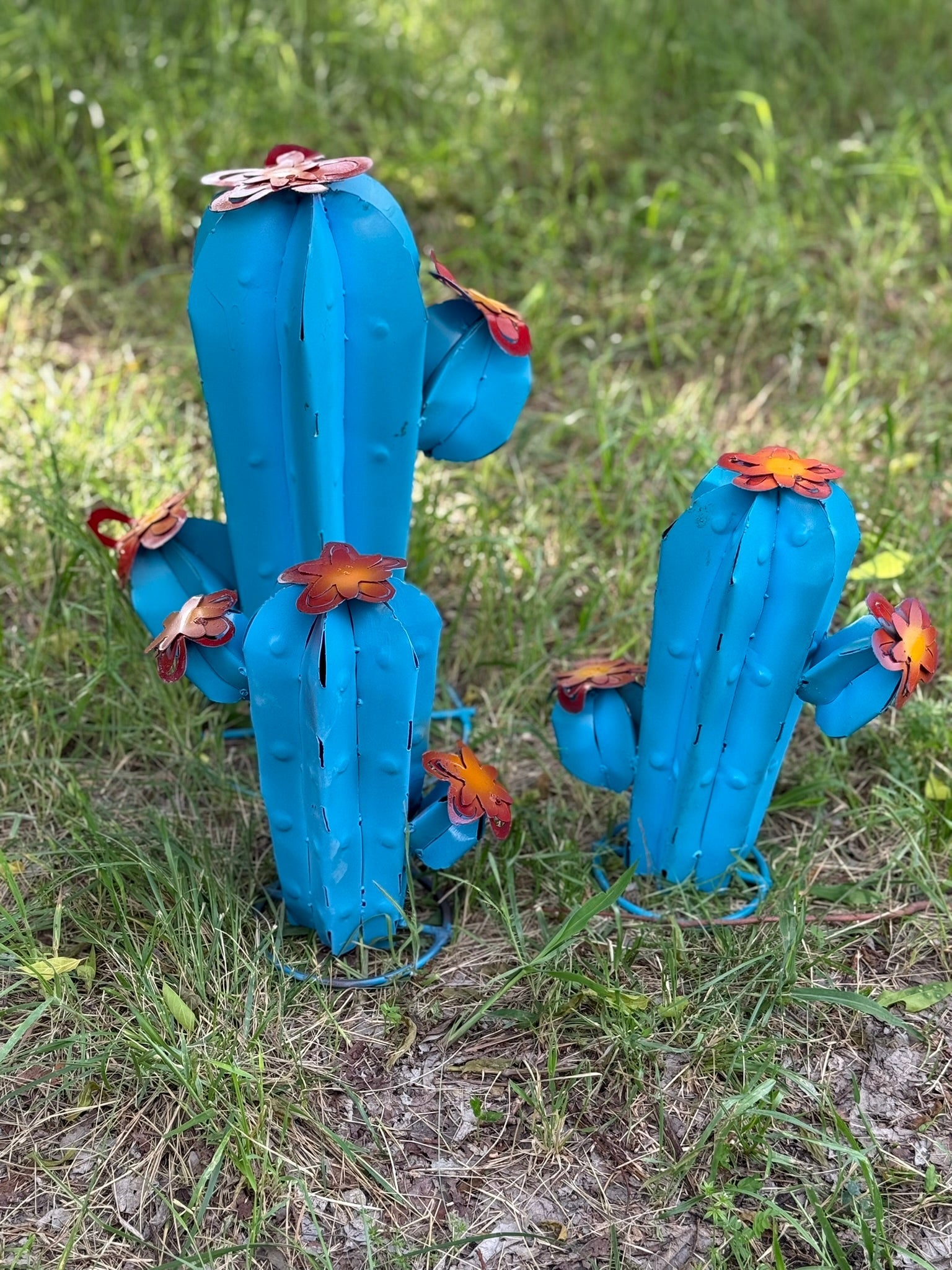 Blue Sahuaro Metal Cactus - Nifty Decor & More