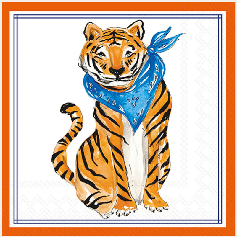 Blue Sitting Tiger Hometown Pride Cocktail Napkin (20ct) - Nifty Decor & More