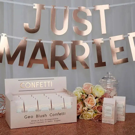 Blush Pink & White Heart Tissue Paper Throwing Confetti Favors