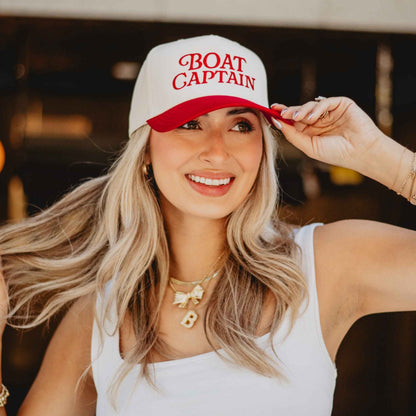 Boat Captain Two-Toned Retro Hat, Chic Girly Summer Accessory, Stylish Sun Protection, Perfect Gift for Beach Lovers Trucker Hats