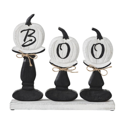 BOO Pumpkin Wood Tabletop Sign, 13.5" Halloween Decor - Nifty Decor & More