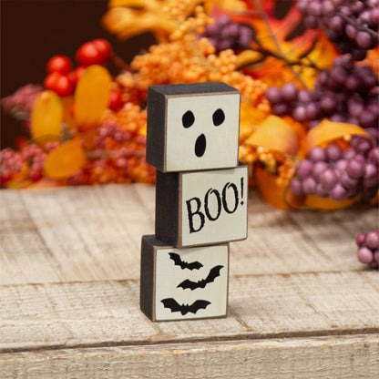 Boo & Skeleton Reversible Mini Blocks 3/Set - Nifty Decor & More