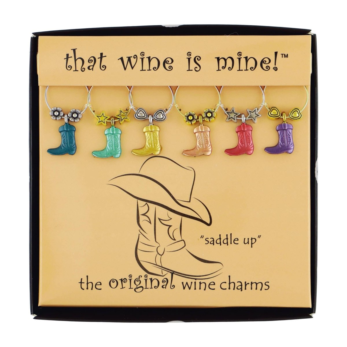 Boot Painted Wine Charms 6-Piece - Nifty Decor & More