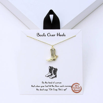 Boot Pendant Gold-Dipped Necklace, Unique Western-Inspired Jewelry, Casual and Formal Accessory, Gift for Women Boot Necklace
