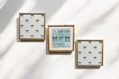 Bow Coquette Preppy Wall Art, Kids Room Decor for Girls, Stylish Nursery Decoration Gift Coquette Wall Art Blue