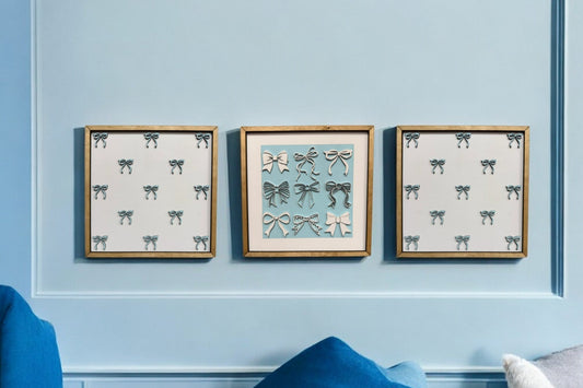 Bow Coquette Preppy Wall Art, Kids Room Decor for Girls, Stylish Nursery Decoration Gift - Nifty Decor & More