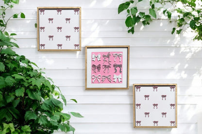 Bow Coquette Preppy Wall Art, Kids Room Decor for Girls, Stylish Nursery Decoration Gift Coquette Wall Art Pink
