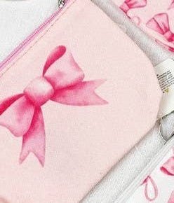 Bow Design Pink Coquette Coin Purse – Preppy Bow Print Zipper Pouch - Nifty Decor & More