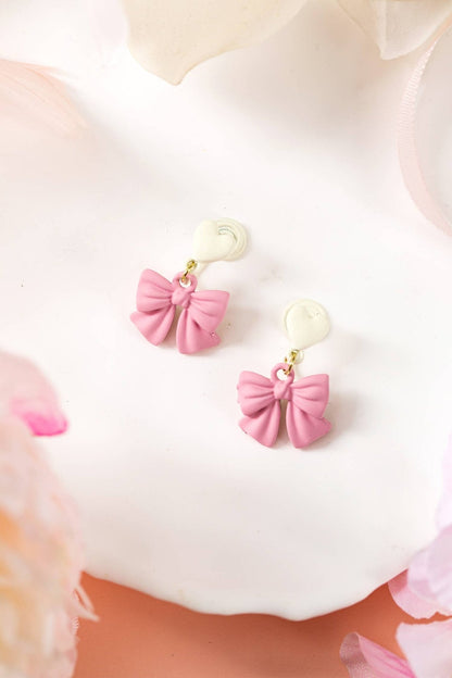 Bow Heart Shape Hoop Dangle Earrings - Nifty Decor & More