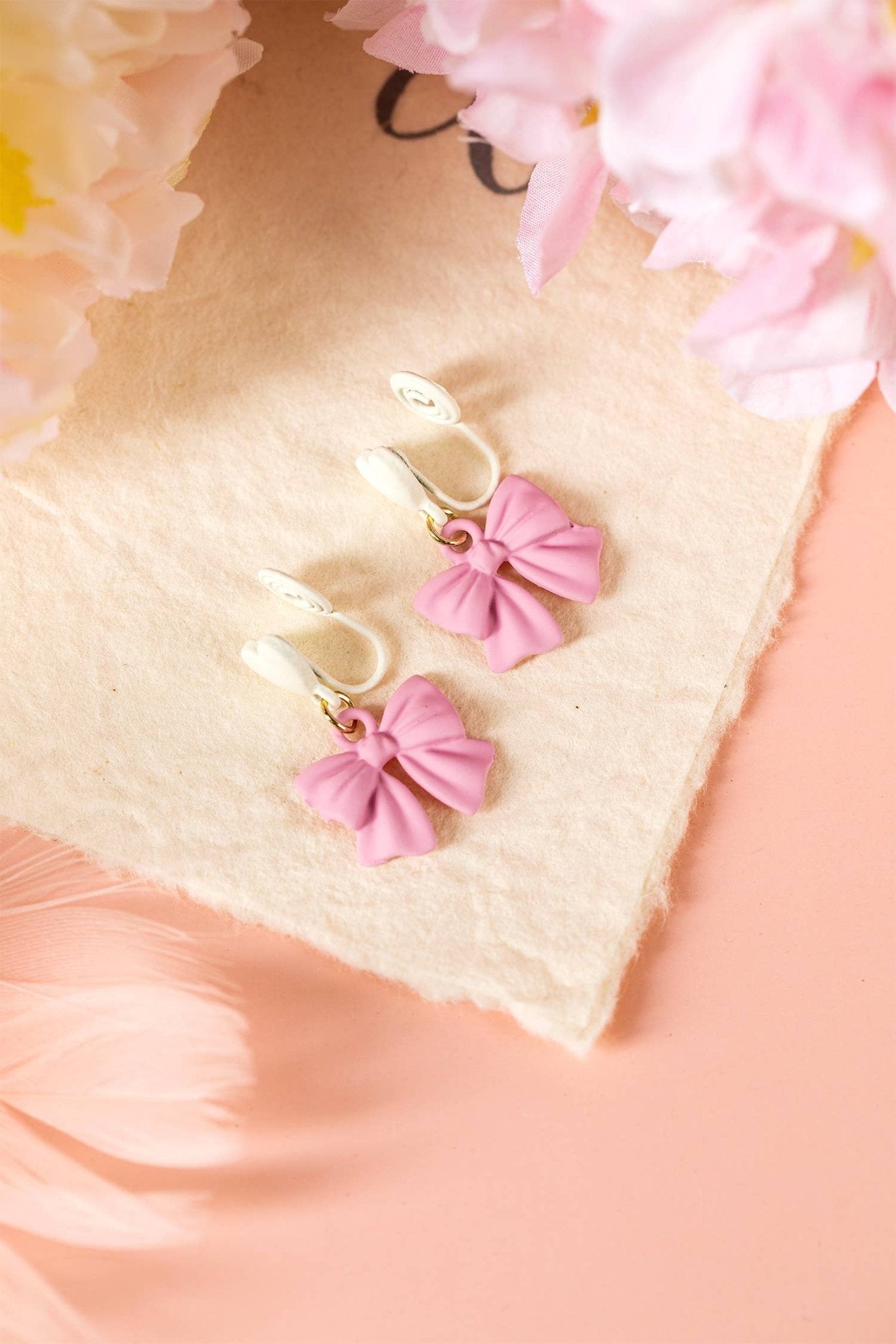 Bow Heart Shape Hoop Dangle Earrings - Nifty Decor & More